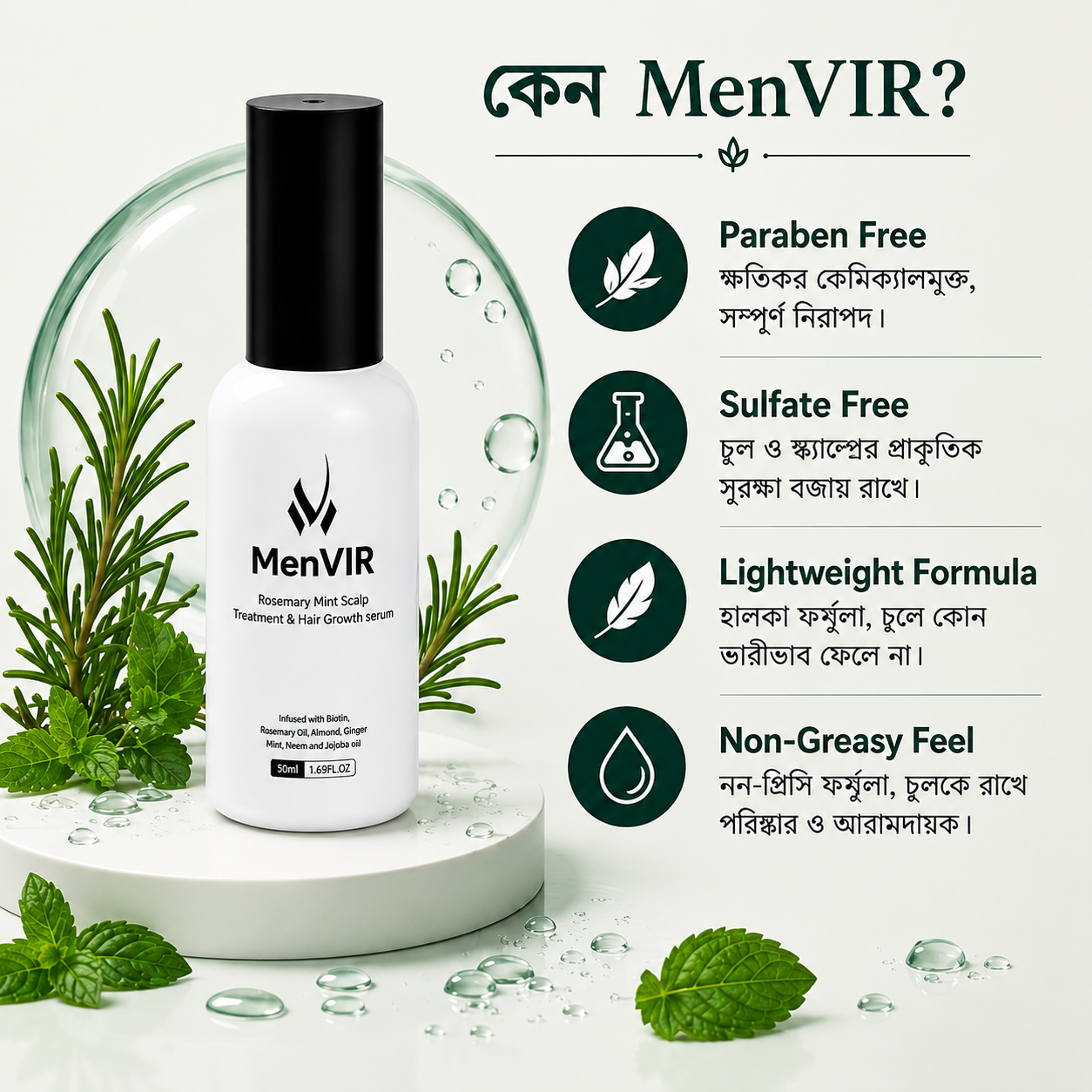 Menvir rosemary hair serum